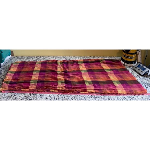 Womens Rectangle Scarf Multicolor Plaid Lightweight Dark Academia Preppy - Picture 3 of 6